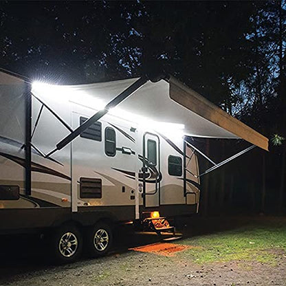 RV Awning Lights, 12V 16.4FT White Camping Awning Lights, Motorhome Travel Trailer Food Trucks Van Waterproof Canopy Led Strip Lighting, RV Exterior Underglow Light - color: White