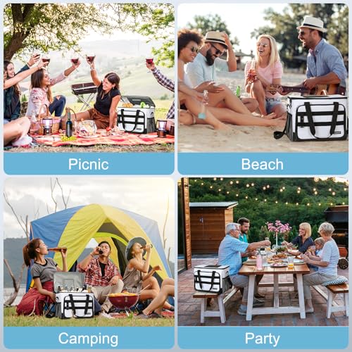 ZAKEEP Soft Cooler Bag, 30 Cans Collapsible Cooler with Adjustable Shoulder Straps, White Ice Chest for Camping, Beach, Hiking, Picnic