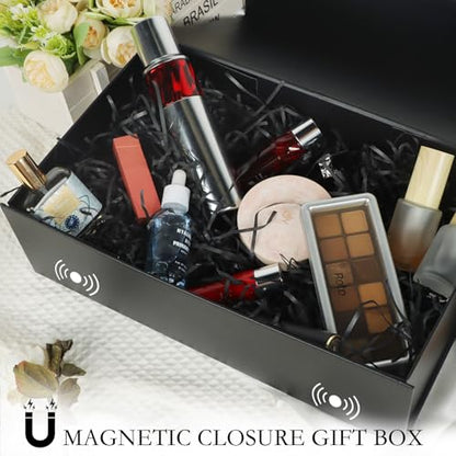 LFBOX Black Gift Box with Magnetic Lids 13.8x8.3x4.4 in, Large Bridesmaid Groomsman Proposal Boxes 1 Pack, Collapsible Rectangle Storage Box - color: Black, size: 1 count (Pack of 1)