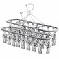 PHYDELU Drying Rack Clothing with 20 Clips，Sock Hanger for Drying，Hanging Clothes Dryer Underwear Hangers Racks Laundry Herb Socks Panty Wet Bra Lingerie Baby Delicates Foldable Small Indoor Metal - color: Dark Gray (20 Clips) (2pcs)