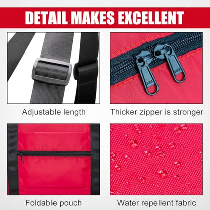 Small Duffle Bag for Men Women, Mini Gym Bag Foldable Travel Tote Carry On Luggage with Trolley Sleeve, Red - color: Red, size: 23L
