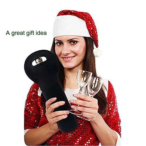 Wine Carrier Tote Bag Set of 3 Neoprene Champagne Bottles Protective Travel Bag Beer Cans Water Bottle Holder for Safe Transportation(Black)