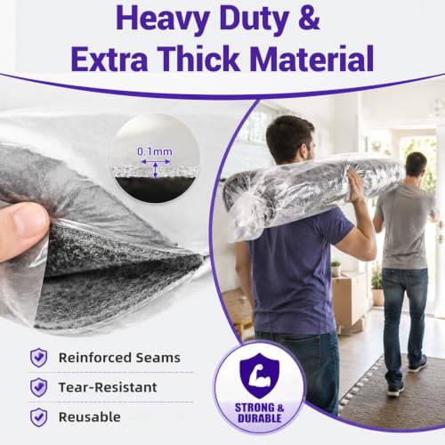 Rug Storage Bag, Fit for Rolled Rug up to 10'x 14', Large Plastic Rug Bag Clear Carpet Runner Bag Perfect for Rug Storage/Moving/Packing/Shipping and Other Foldable Large Objects - size: 10' x 14' - 1 Pack
