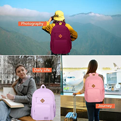 KEOFID Classic Anti-Theft Laptop Backpack for Men and Women, Burgundy, 17.3" x 12.6" x 7.2" - color: Burgundy, size: 17.3Inches