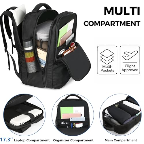 MATEIN Carry on Backpack, 40L Flight Approved Large Travel Laptop Backpack, 17 Inch Water Resistant Luggage Computer Daypack College Weekender Overnight Bag for Men & Women, Black - color: Black, size: X-Large