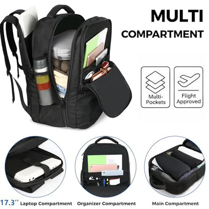 MATEIN Carry on Backpack, 40L Flight Approved Large Travel Laptop Backpack, 17 Inch Water Resistant Luggage Computer Daypack College Weekender Overnight Bag for Men & Women, Black - color: Black, size: X-Large