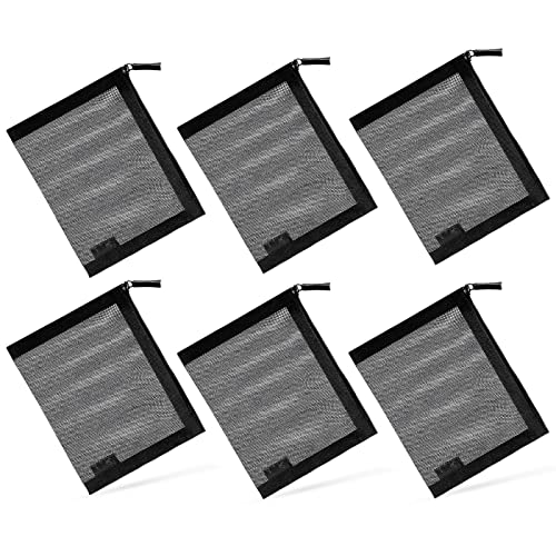 EASYFUN Small Zipper Pouch，6 Pieces Mini Mesh Pouch Coin Purse Portable Cosmetic Case Mesh Storage Bags with Key Kit Small Item Organizer,5 x 4 Inch - color: Dark Black