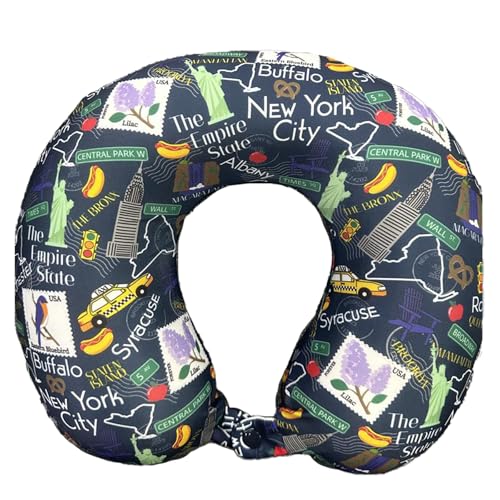 Wolf Essentials Adult Soft Memory Foam 12 x 13-inch Travel Neck Pillow, Compact, Perfect for Plane or Car, New York - style: New York