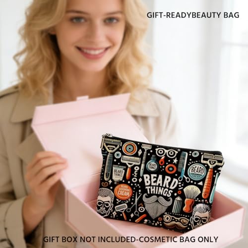 Mens Cosmetic Bag Mens Grooming Bag Travel Toiletry Bags for Men Beard Things Zipper Makeup Pouch Beard Stuff Makeup Bags for Boy Teens Son Husband Father Grandfather Father's Day Birthday Gifts - color: Multicolor 0003