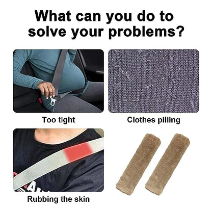 Ziciner 2 Packs Car Seatbelt Covers Shoulder Pad, Universal Soft Faux Sheepskin Shoulder Cover for Comfortable Driving, Fluffy Seat Belt Protector Help to Protect Your Neck and Shoulder (Light Brown) - color: Light Brown
