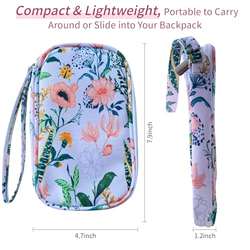 Electronics Organizer Travel Case, Cable Organizer Travel Essentials Tech Pouch,Suitable for Charger, Cable, Phone，Flash Drive,White Flower - color: White Flower