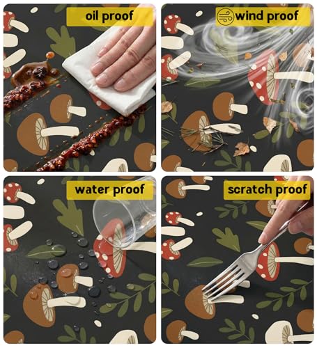 Picnic Table Cover with Bench Covers Elastic Tablecloth Camping Essentials Table Cloth Outdoor Glamping Cool Unique Fun Ideas Birthday Camping Gifts for Mother Mama Mommy Mom from Daughter Son Black - color: Black mushrooms, size: 72in
