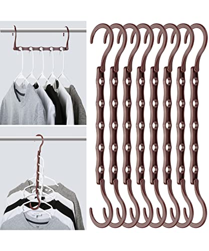 Mr. Pen- Space Saving Hangers, 8 pcs, 360° Rotating Hooks, Magic Cascading Hanger Organizer with 5 Enclosed Slots, Closet Organizers and Storage for Clothes, College Dorm Room Essentials - color: Mahogany, size: 8 Pack