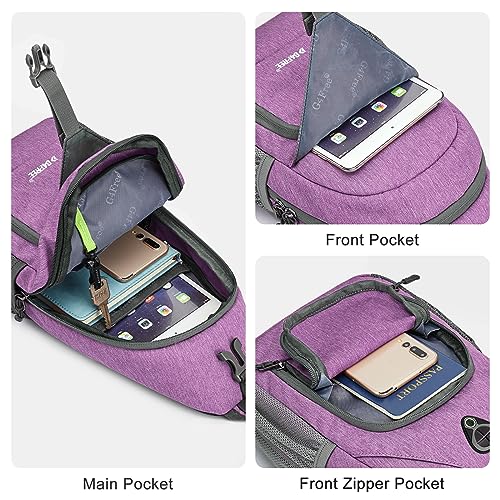 G4Free RFID Sling Bag Crossbody Backpack Small Chest Shoulder Bag Hiking Outdoor - color: Light Purple