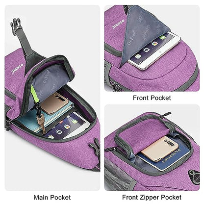 G4Free RFID Sling Bag Crossbody Backpack Small Chest Shoulder Bag Hiking Outdoor - color: Light Purple