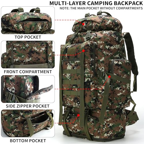Hiking Backpack for Men 70L/100L Camping Backpack Military Rucksack Molle 3 Days Assault Pack for Climbing | Camping Backpack - color: 100l-jungle