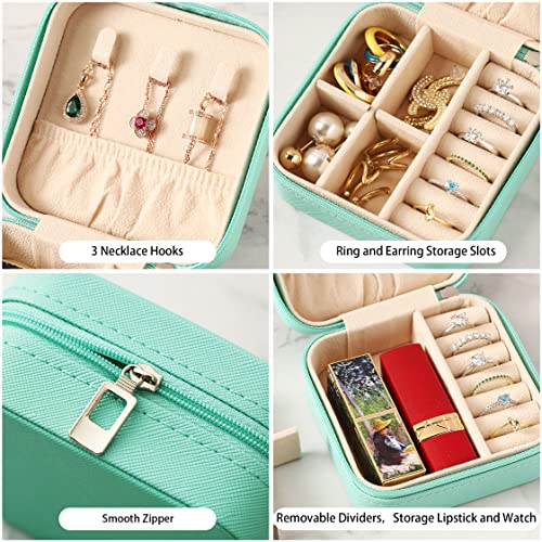 ZPROW Travel Jewelry Case, Mini Portable Jewelry Travel Boxes, Small Jewelry Organizer for Rings, Earrings, Pendants, Watches, Necklaces, Lipsticks Organizer Storage Holder(Cyan Blue-6packs) - color: A6 - Cyan Blue 6 Packs