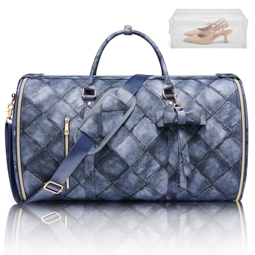 Convertible Garment Duffel Bag for Travel, 2-in-1 Foldable Travel Bag with Shoe Compartment, 20.5x10x12.5Inch Carry On Weekender Bags for Men Women Business Trip, Vacation, Graduation, Blue - color: Sapphire