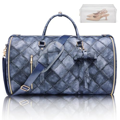 Convertible Garment Duffel Bag for Travel, 2-in-1 Foldable Travel Bag with Shoe Compartment, 20.5x10x12.5Inch Carry On Weekender Bags for Men Women Business Trip, Vacation, Graduation, Blue - color: Sapphire