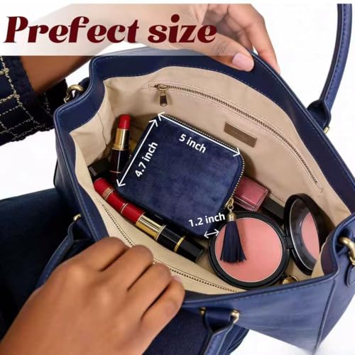 Small Travel Jewelry Case for Women, 6-Layer Velvet Organizer Pouch with Zipper, Anti-Scratch Portable Bag for Bracelets, Rings, Earrings & Necklaces (Ocean Blue) - color: Ocean Blue