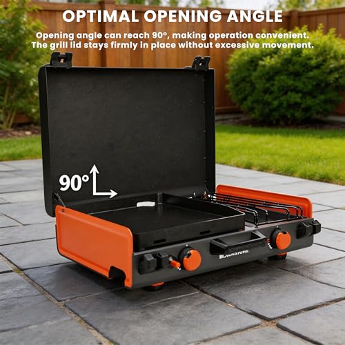 Replacement Grill Lid for Blackstone Adventure Ready 12 x 14 Side Burner and 20 x 14 2 Burner Camping Griddle, Heavy Duty Hood Cover with Reinforced Hinges, Griddle Lid for Blackstone Camping Griddle - size: Griddle lid
