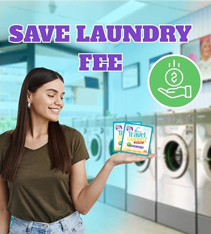 TidyFriend Sink Travel Laundry Detergent 10 ml, 32 Pack Effective Travel Detergent Packets for Sink Washing, Lightweight Must Haves Laundry Essentials - size: 32 Pack
