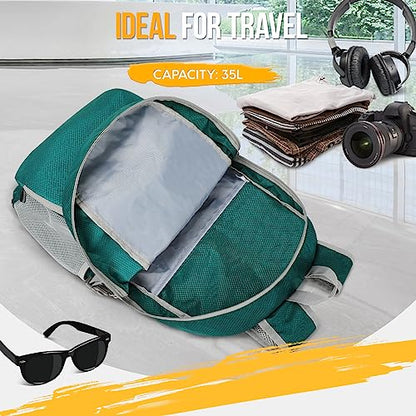 ZOMAKE Lightweight Packable Backpack 35L, Light Foldable Backpacks Water Resistant Collapsible Hiking Bag, Compact Folding Day Pack for Travel Camping(Lake Green) - color: Lake Green