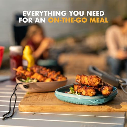 UCO 4-Piece Camping Mess Kit with Bowl, Plate and 3-in-1 Spork Utensil Set - color: Blue