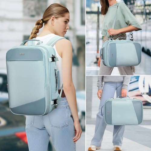 PIJUSHI Travel Backpack for Women Carry on Suitcase Backpack Flight Approved Personal Item Bag Fits 16 Inch Laptop(PE035 Blue) - color: Blue