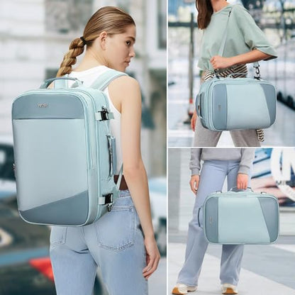 PIJUSHI Travel Backpack for Women Carry on Suitcase Backpack Flight Approved Personal Item Bag Fits 16 Inch Laptop(PE035 Blue) - color: Blue