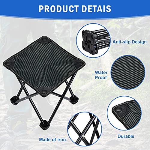 4 Pack Camping Stool Foot Rest Small 11Inch Portable Folding Camping Chair Lightweight Foot Rest Seat with Carry Bag for Fishing Hiking Gardening Beach Outdoor Walking Backpacking Travel BBQ (Black)