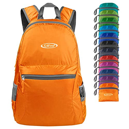 G4Free 20L Lightweight Packable Backpack Travel Hiking Daypack Foldable Backpack for Men Women - color: A-orange