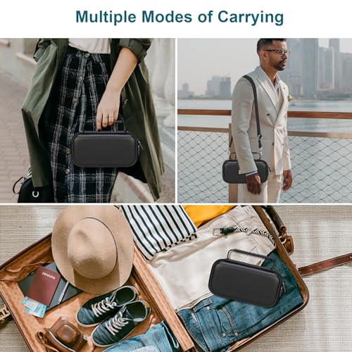 Canboc Carrying Case for Ceptics Universal Travel Adapter Kit, World Travel Adapter Kit Box with Removable Shoulder Strap, Zipper Mesh Bag fit USB Cable, Black (Case Only) - color: Black+Black