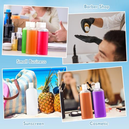 Domensi 24 Pcs Plastic Bottle Squeeze Containers with Disc Cap Travel Bottles Reusable Empty Toiletries Shampoo Containers Refillable Travel bottles for Shampoo Lotions (10oz,White) - color: White, size: 10oz