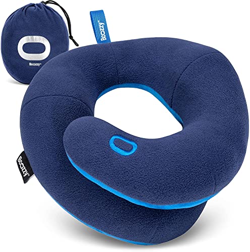 BCOZZY Kids Travel Neck Pillow (3-7 Y/O)- Patented Soft Toddler Pillow for Head & Chin Support in Car Seat, Airplane, and Road Trip Sleeping. Adjustable Size. Fully Washable. Carry Bag. Small, Navy - color: Navy, size: Small (Kids 3-7 Y/O)