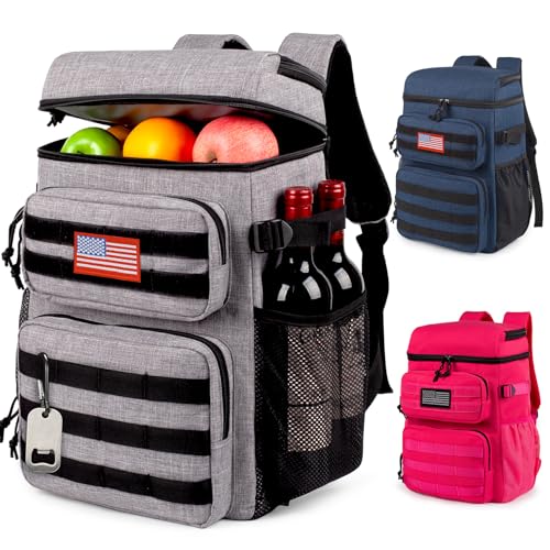 Tactical Backpack Cooler,Soft Lightweight Leakproof Cooler Backpack,Insulated Cooler Bag,Portable Soft Cooler Bag Waterproof for Beach, Travel, Camping, Picnic, Hiking - color: Gery