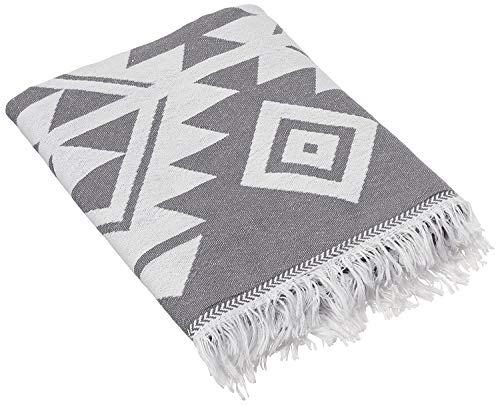 Bersuse 100% Cotton Yucatan Turkish Towel - 39x71 Inches, Silver Grey - color: Silver Grey