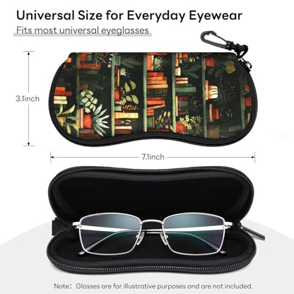 Sunglasses Case with Belt Clip, Ultra Light Neoprene Zipper Soft Padded Glasses Case for Women Men - color: Green Study
