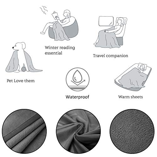 Ameritex Pet Bed Blanket Reversible 100% Waterproof Velvet Super Soft for Sofa and Bed (52x82 Inches, Light Grey+Grey) - color: Light Grey+grey, size: 52x82 Inches