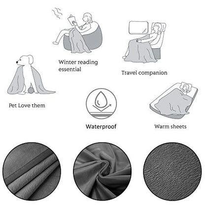 Ameritex Pet Bed Blanket Reversible 100% Waterproof Velvet Super Soft for Sofa and Bed (52x82 Inches, Light Grey+Grey) - color: Light Grey+grey, size: 52x82 Inches