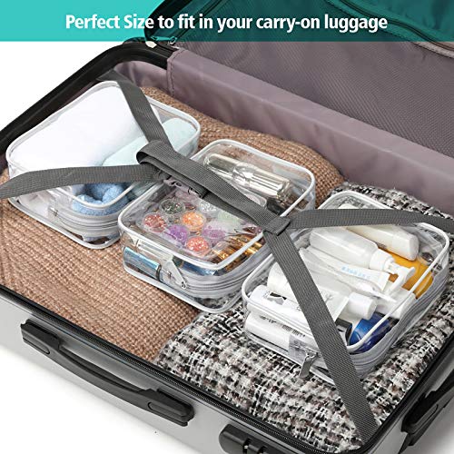 PACKISM Clear Makeup Bag, Waterproof TSA Approved Toiletry Bag Quart Size Bag, Clear Makeup Bags with Zipper Travel Cosmetic Bag, Carry on Airport Airline Compliant Bag, 3 Pack, Grey - color: Grey, size: Medium Set (Standard)