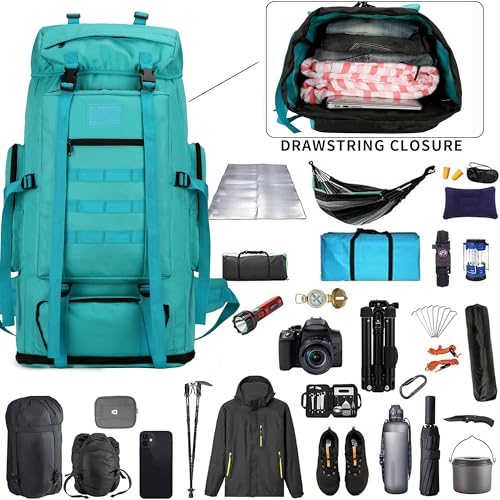 Hiking Backpack for Men 70L/100L Camping Backpack Military Rucksack Molle 3 Days Assault Pack for Climbing | Camping Backpack - color: 100l-lakeblue