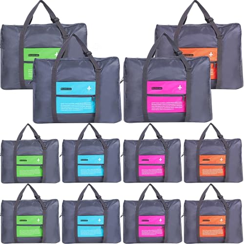 INVODA Travel Bag 12PCS Foldable Duffle Bag for Women and Men Lightweight Luggage Bag Personal Item Bag for Airlines Weekender Overnight Tote Carry on (12PCS) - color: 12PCS