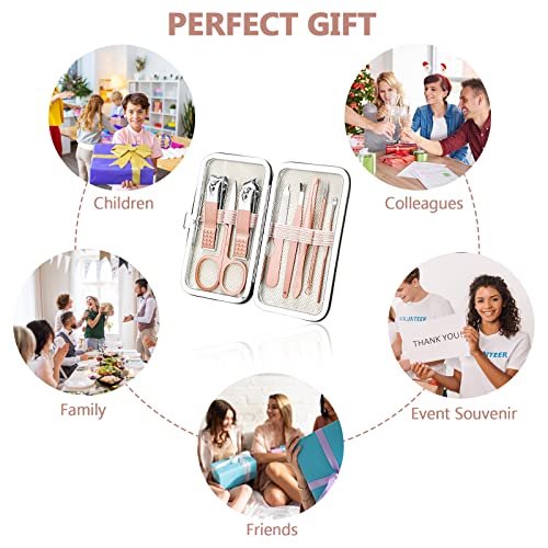 Hanaive 6 Set Manicure Set 48 Pcs Nail Clippers Pedicure Kit Gift for Fathers Day 8 in 1 Stainless Steel Grooming Kit Professional Nail Care Tools with Luxurious Travel Case for Men Women(Rose Gold) - color: Rose Gold
