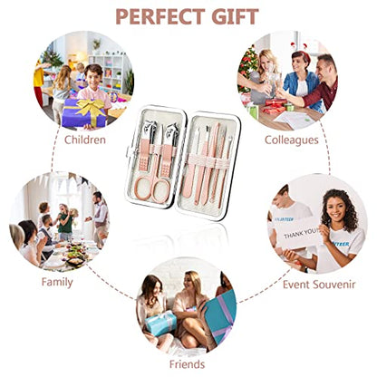 Hanaive 6 Set Manicure Set 48 Pcs Nail Clippers Pedicure Kit Gift for Fathers Day 8 in 1 Stainless Steel Grooming Kit Professional Nail Care Tools with Luxurious Travel Case for Men Women(Rose Gold) - color: Rose Gold
