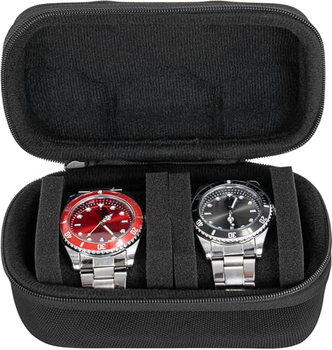 2 slots watch storage box, portable hard watch travel box, watch storage display storage box, padded watch portable box for watches - size: 2 Slot