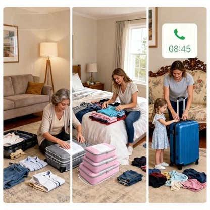 Packing Cubes for 24" Suitcase Travel Luggage Organizers - Travel Organizer Bags Luggage Clothes Accessories Storage Carry on Suitcase Packing Pouches Bag For Men Women Kids 1/2X1PACK+1/4X2PACK