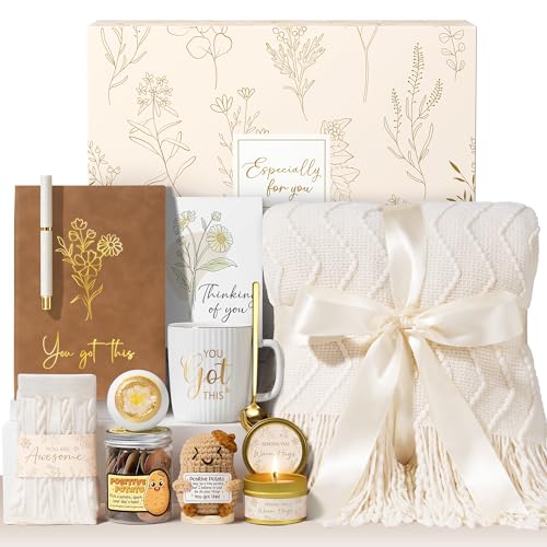 Self Care Get Well Soon Gifts Baskets for Women, Birthday Gifts Spa Care Package After Surgery, Inspirational Thinking of You Sympathy Basket Feel Better Christmas Encouragement Gift for Mom Friends - color: Ivory