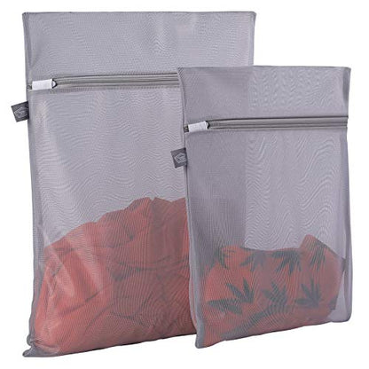 Kimmama Laundry Bags Mesh Wash Bags, Laundry Net Bag, Grey, 1M +1L | Lingerie Bags for Wash Delicates, Scarf, Small Toy, Sock, Cap, Shoe, Sneaker, Tumble Dryer Safe - color: Grey, size: 1L(16x20")+1M(12x16")