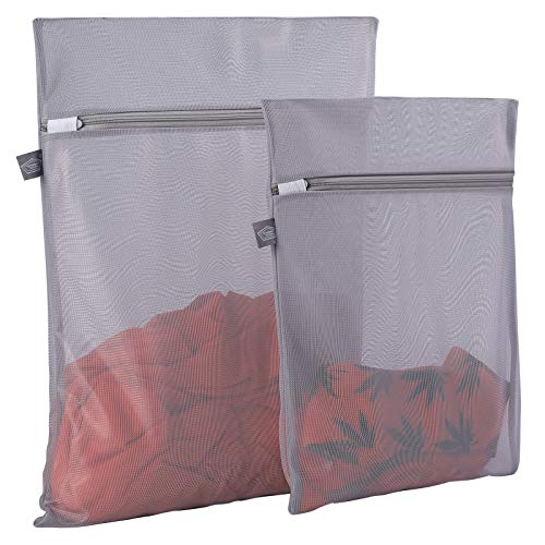 Kimmama Laundry Bags Mesh Wash Bags, Laundry Net Bag, Grey, 1M +1L | Lingerie Bags for Wash Delicates, Scarf, Small Toy, Sock, Cap, Shoe, Sneaker, Tumble Dryer Safe - color: Grey, size: 1L(16x20")+1M(12x16")